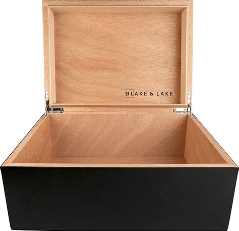 Large Wooden Box with Hinged Lid 